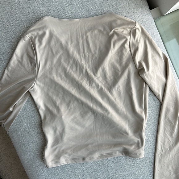A&F Long-sleeve Surplice Wrap Top, Cream, size M - Picture 2 of 2